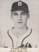 1947 Tip Top Bread # Warren Spahn Baseball Card