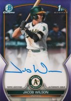 2023 Bowman Draft Chrome Prospect Autograph #CDAJWI Jacob Wilson Purple Refractor Baseball Card