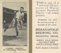 1916 Indianapolis Brewing #31 Larry Cheney Baseball Card