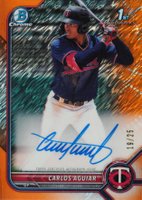 2022 Bowman Chrome Prospect Autographs #CPACA Carlos Aguiar Orange Shimmer Refractor Baseball Card