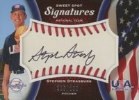 2008 Upper Deck Sweet Spot USA Signatures #USASS Stephen Strasburg Red Stitch-Black Ink Baseball Card