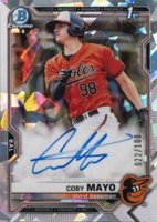 2021 Bowman Chrome Prospect Autographs #CPACMA Coby Mayo Atomic Refractor Baseball Card