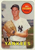 1969 Topps #470y Mel Stottlemyre Yellow Letters Baseball Card