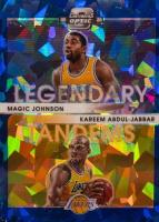 2022 Panini Contenders Optic Legendary Tandems #9 Kareem Abdul-Jabbar/Magic Johnson Blue Cracked Ice Basketball Card