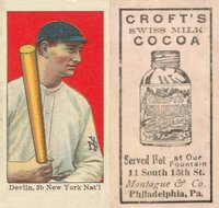 1909 Croft's Cocoa # Art Devlin Baseball Card