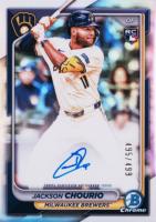 2024 Bowman Chrome Chrome Rookie Autographs #CRAJCH Jackson Chourio Refractor Baseball Card