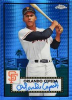 2021 Topps Chrome Platinum Anniversary Autographs #OC Orlando Cepeda Blue Prism Refractor Baseball Card
