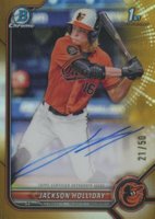 2022 Bowman Draft Chrome Draft Pick Autographs #CDAJH Jackson Holliday Gold Refractor Baseball Card