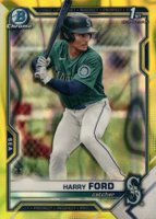 2021 Bowman Draft #BDC1 Harry Ford Chrome-Yellow Lava Refractor Baseball Card