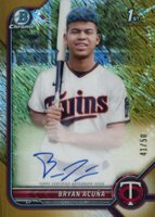 2022 Bowman Chrome Prospect Autographs #CPABA Bryan Acuna Gold Shimmer Refractor Baseball Card
