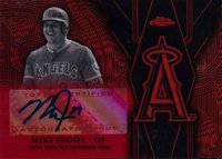 2016 Topps Chrome Team Logo Autographs #TLAMT Mike Trout Red Refractor Baseball Card
