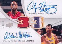 2009 Upper Deck Exquisite Collection Numbers Pieces Autographs #ED-MA Kareem Abdul-Jabbar/Alonzo Mourning Basketball Card
