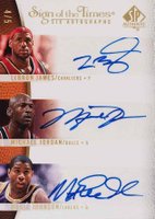 2007 SP Authentic Sign of the Times Six # LeBron James/Michael Jordan/Magic Johnson/Kevin Garnett/Julius Erving/Kobe Bryant Basketball Card