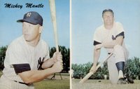 1959 Holiday Inn Postcard # Mickey Mantle Split Screen-Batting & Kneeling Baseball Card