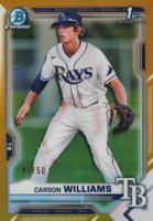 2021 Bowman Draft #BDC180 Carson Williams Chrome-Gold Refractor Baseball Card