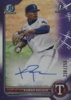 2022 Bowman Draft Chrome Draft Pick Autographs #CDAKR Kumar Rocker Purple Refractor Baseball Card