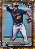 2024 Bowman Draft #BDC84 Cooper Pratt Chrome-Yellow Lunar Crater Refractor Baseball Card