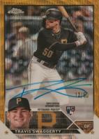 2023 Topps Chrome Rookie Autograph #RATSW Travis Swaggerty Gold Wave Baseball Card