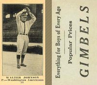 1916 Gimbels #90 Walter Johnson Baseball Card