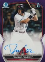 2023 Bowman Chrome Prospect Autographs #CPADC Dominic Canzone Purple Refractor Baseball Card