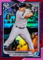 2024 Bowman Chrome #94 Jasson Dominguez Fuchsia Refractor Baseball Card