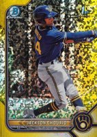 2022 Bowman Chrome Prospects #BCP79 Jackson Chourio Yellow Mini Diamond Refractor Baseball Card