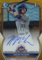 2023 Bowman Draft Chrome Prospect Autograph #CDANM Nolan McLean Gold Wave Baseball Card