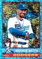 2025 Topps Heritage #487 Mookie Betts Chrome-Light Blue Sparkle Refractor Baseball Card