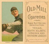 1909 White Borders Old Mill #374 Orval Overall Hands Waist Level Baseball Card