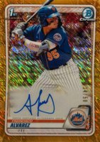 2020 Bowman Chrome Prospect Autographs #CPAFA Francisco Alvarez Gold Shimmer Baseball Card