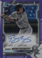 2021 Bowman Draft Chrome Draft Pick Autographs #CDABM Benny Montgomery Purple Refractor Baseball Card
