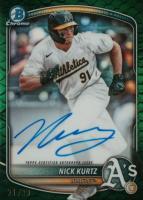 2025 Bowman Chrome Prospect Autographs #CPANK Nick Kurtz Green Reptilian Baseball Card