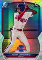 2023 Bowman Chrome Prospects #BCP3 Justin Crawford Lunar Glow Refractor Baseball Card