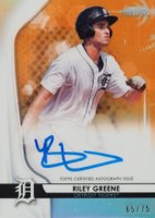 2020 Bowman Sterling Prospect Autographs #RG Riley Greene Orange Refractor Baseball Card