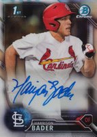2016 Bowman Chrome Prospects Autographs #HB Harrison Bader Refractor Baseball Card