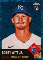2022 Topps Chrome Platinum Anniversary #61 Bobby Witt Jr. Platinum Toile White/Blue Refractor Baseball Card