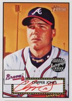 2001 Topps Heritage Autographs #THACJ Chipper Jones Red Ink Baseball Card