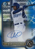 2022 Bowman Chrome Prospect Autographs #CPAWC Wilmin Candelario Blue Refractor Baseball Card