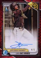 2024 Bowman Chrome Prospect Autographs #CPALD Leo de Vries Reptilian Red Refractor Baseball Card