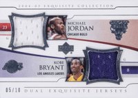 2004 Upper Deck Exquisite Collection Extra Exquisite Dual Jersey #EJ2MK Michael Jordan/Kobe Bryant Basketball Card
