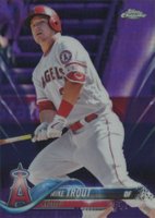 2018 Topps Chrome #100 Mike Trout Batting-Purple Refractor Baseball Card
