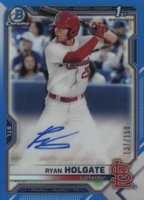 2021 Bowman Draft Chrome Draft Pick Autographs #CDARH Ryan Holgate Blue Refractor Baseball Card