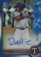 2022 Bowman Chrome Prospect Autographs #CPADHR Dustin Harris Blue Refractor Baseball Card