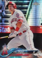 2018 Topps Chrome #100 Mike Trout Batting-Prism Refractor Baseball Card
