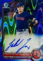 2022 Bowman Chrome Prospect Autographs #CPAJF Jake Fox Blue Raywave Refractor Baseball Card