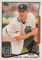 2014 Topps #450 Justin Verlander No Sparkle on Glove Baseball Card