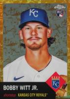 2022 Topps Chrome Platinum Anniversary #61 Bobby Witt Jr. Platinum Toile Cream/Gold Refractor Baseball Card