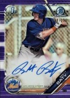 2019 Bowman Draft Chrome Draft Picks Autograph #CDABB Brett Baty Purple Refractor Baseball Card
