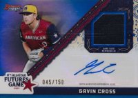2024 Bowman's Best 2024 MLB All-Star Futures Game Chrome Autograph Relics #FGRAGC Gavin Cross Blue Refractor Baseball Card