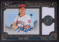 2016 Topps Museum Collection Signature Swatches Dual Relic #MTR Mike Trout Gold Baseball Card